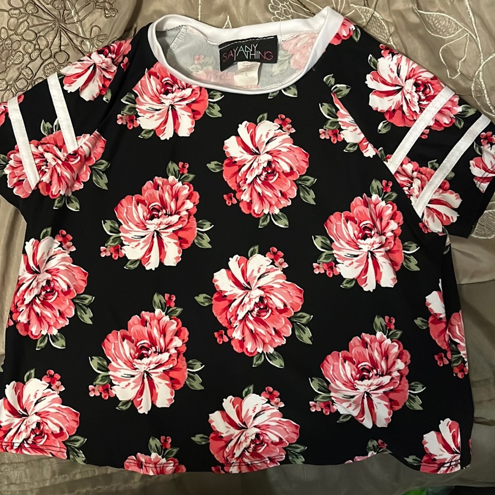 LARGE crop top, BLACK and PINK. Bought from SAY ANYTHING.